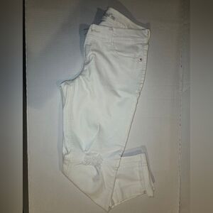 Old Navy White Women's Skinny Jeans with Distressed Knee